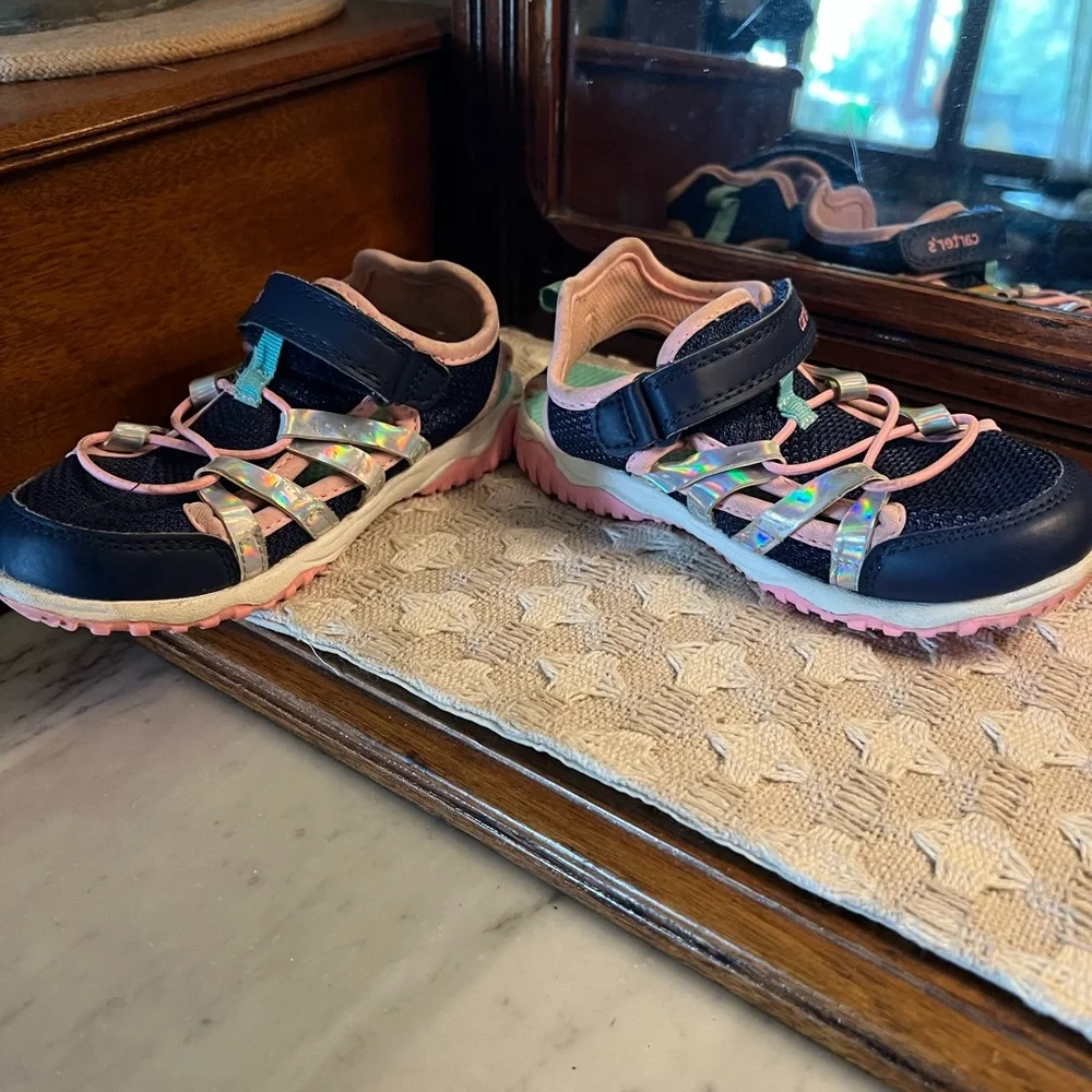 CARTER'S Classic Methor Fisherman Outdoor Activewear Sandal Navy Blue Pink Sz 12
